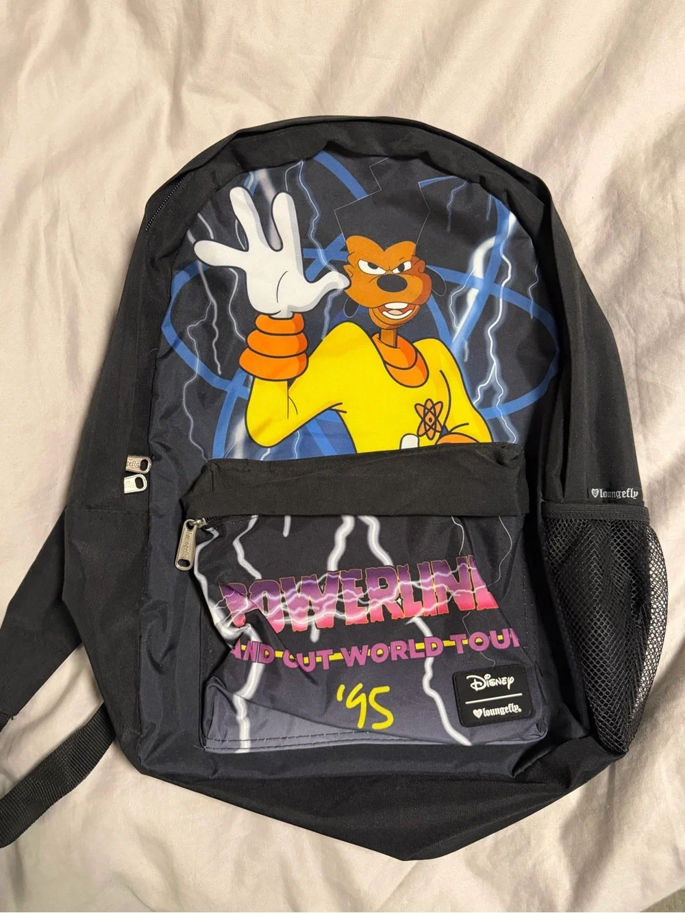 Disney Black Backpack with Yellow & Orange Powerline Graphic